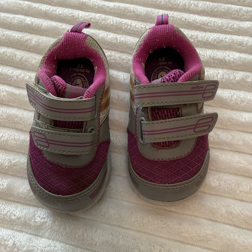 Pediped Fuchsia and Gray Kids Sneakers
